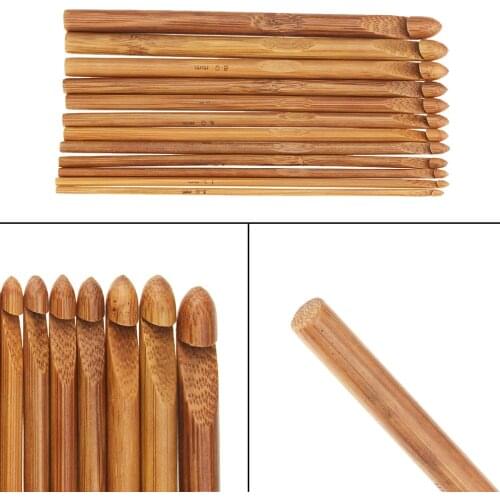 1 Set （12pcs）3-10mm Carbonized Bamboo Crochet Sweater Needle Crochet Tool Sewing Accessories