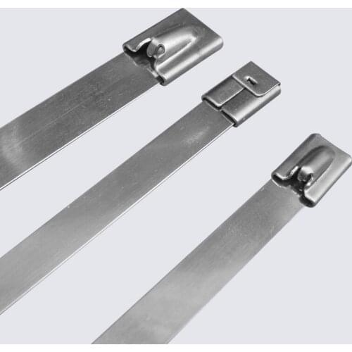 100Pcs 304 Stainless Steel Cable Tie Locking Metal Zip-Exhaust Wrap Coated Multi-Purpose 7.9*150 Heat Straps Induction Pipe