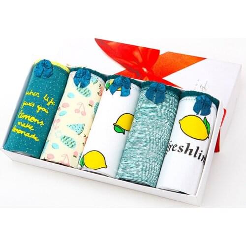 Fashion 5Pcs Panties Women Soft Cotton Traceless Female Lingerie Seamless Cute Fruits Womens Briefs Women Underpants Intimates