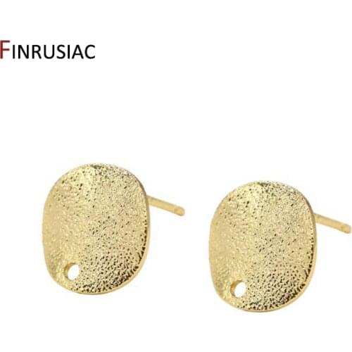 DIY Earring Accessories Pure Brass Plated 14K Real Gold Earrings Korean Style Frosted Round Wave Earrings Findings Supply