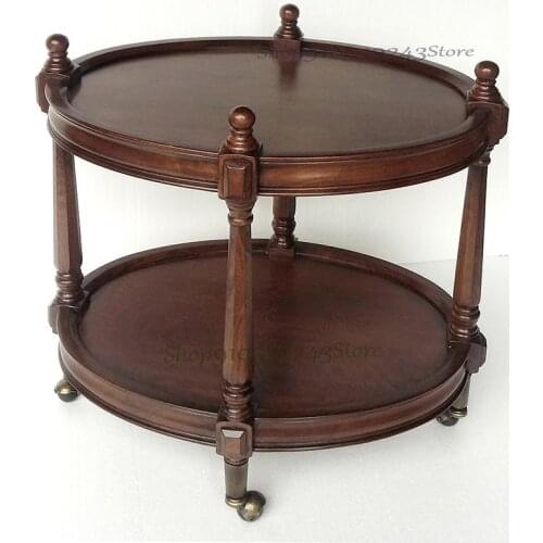 American Mobile Round Side A Few Corners A Few Solid Wood Small Coffee Table Small Apartment Dining Car Multifunctional Sofa Sid