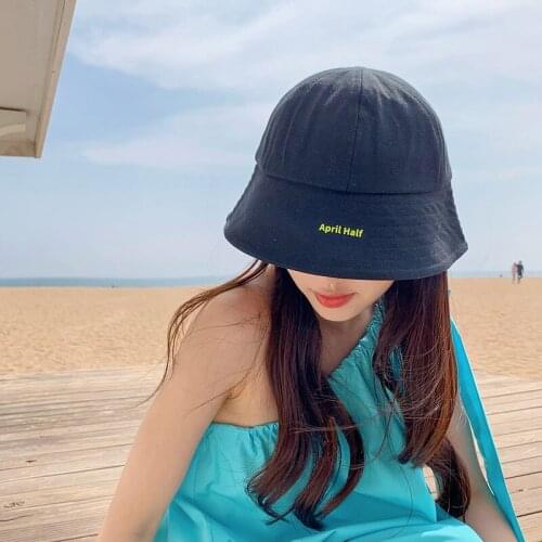 April Half Letter Bucket Fisherman Hat Female Summer Thin Style Japanese Abstinence Sunscreen Sun Hat all-match Washbasin Hat