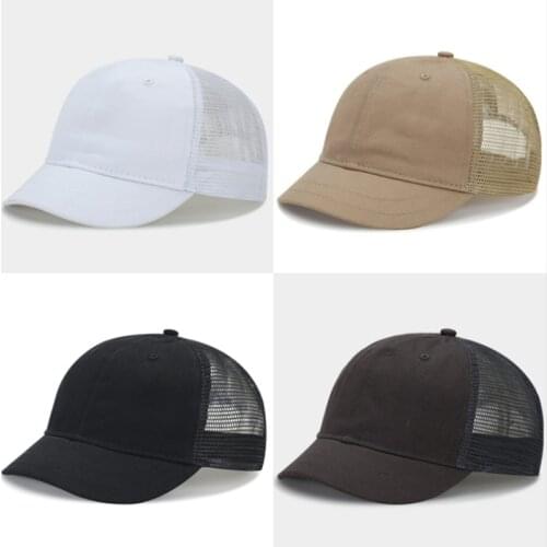 Short Brim Breathable Solid Color Trucker Cap Men Adjustable Mesh Korean Version Summer Unisex Dad Hat Baseball Cap