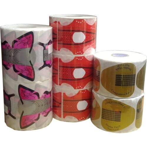 Big Sale! 300/500PCs Self-Adhesive 500 Double Thick Perfect Competitive Edge Nail Form Acrylic UV Gel Extension 415F0H