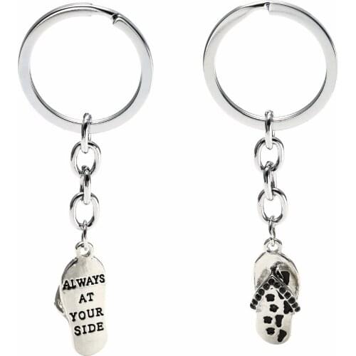 12PC/Lot Crystal Pet Paw Prints Sandals Keychains Flip Flop Always At Your Side Keyring Women Men Animals Lovers Presents Keyfob