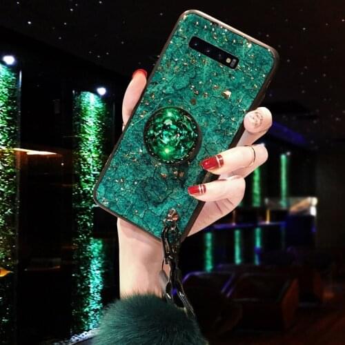 Epoxy Gold Foil Gem Phone Case For Samsung Galaxy A8 A9 A6 A7 A5 2018 Note 9 8 10 Pro A10 A20 A30 A50 A70 A80 Ring Holder Cover