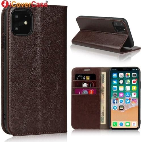 Flip Case For Apple iPhone 11/ 11 pro/ 11 pro max Luxury Real Genuine Leather Business Wallet Cover Phone Accessory Etui Coque