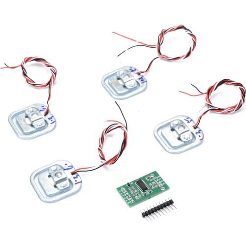 4pcs 50KG Human Body Scale Load Cell Resistance Strain Weight Sensor Pressure Sensors + HX711 AD Weighing Module Measuring Tool