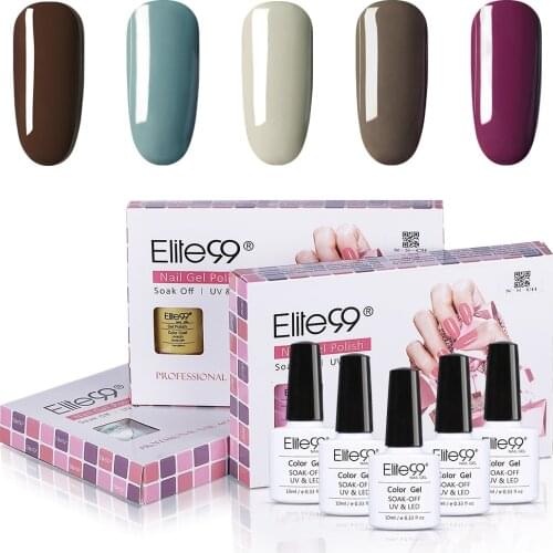 Elite99 5pieces/lot 10ml Gel Nail Polish With Gift Box Candy Color Soak Off UV Gel Polish Semi Permanent Nail Art Enamel Lacquer
