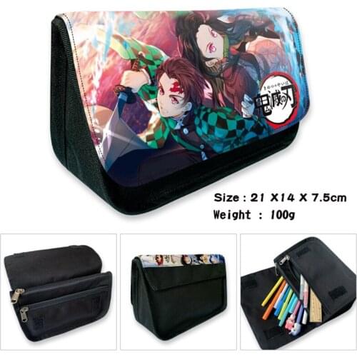 Anime Figure Demon Slayer Canvas Pencil Organizer Clutches Long Cartoon printing Handbags Waterproof Party Cosplay School Bags