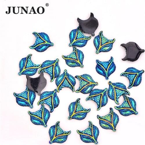 JUNAO 50pcs 10mm Black AB Flatback Resin Rhinestone Fox Crystal Applique Fancy Crystal Stone Glue on Diamond Strass DIY Crafts