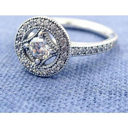 Original Vintage Pave Allure With Crystal Rings For Women 925 Sterling Silver Ring Wedding Party Gift Fine Jewelry