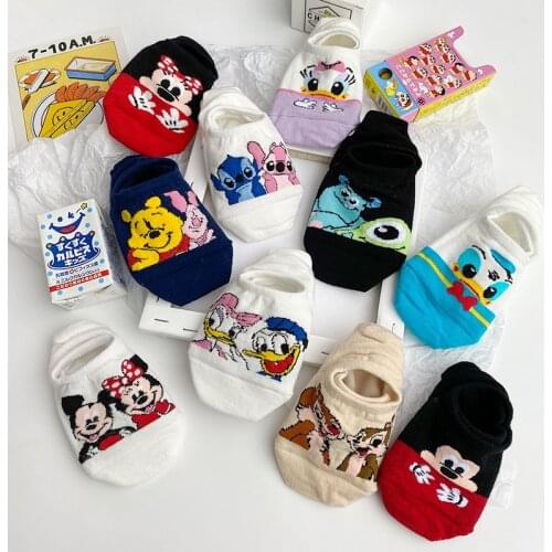 Disney Summer Cartoon Cotton Thin Women Socks Creative invisible sock Casual Funny Animals cute ankle Socks for Female boat sock