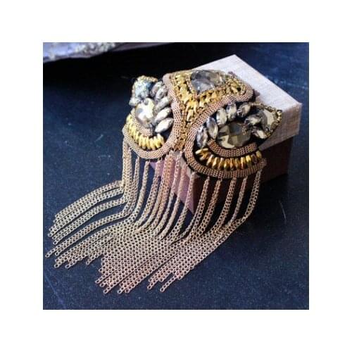 Tassel European and American personality small suit metal epaulets retro punk style should badge