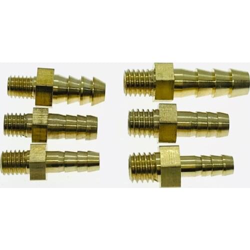 5PCS Copper Mini Male Thread Barb Connector M4*0.7 M5*0.8 M6*1 To 3 4mm 5mm 6mm Hose Leather Tube Trachea Pipe Connection Joint