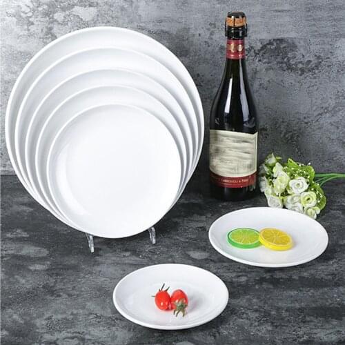 Melamine Tableware Imitation Porcelain White Dish Fried Dishes Buffet Round Plate