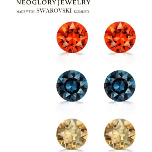 Neoglory Jewelry Colorful Round Rhinestone S925 Silver Stud Earrings Embellished With Crystals From Swarovski New Hot Gift