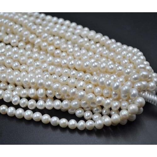 Wholesale 5 strands 7mm near round potato freshwater pearl strings