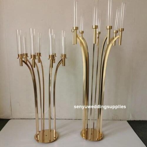 Wholesale Floor Gold Metal 8 Arms Candlesticks Wedding Tall Floor Standing Candelabras For Table Centerpiece senyu1835