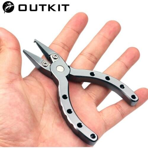 OUTKIT Mini Portable Aluminum Alloy Lure Fishing Pliers Braid Cutter Split Ring Pliers Hook Remover Outdoor Fishing Tackle Tool