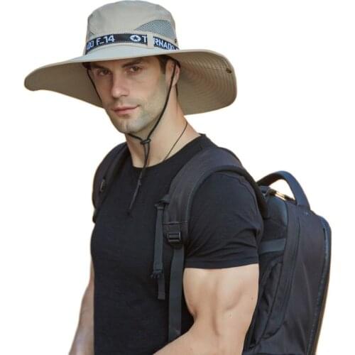 Summer Bucket Hat Outdoor Breathable Anti UV Sun Cap Men Fishing Hiking Beach Hats Outdoor Large Wide Brim Fishing Caps