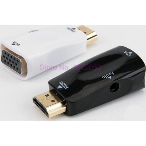 500pcs/lot HDMI to VGA Adapter Audio Cable Converter Male to Female HD 1080P For PC Laptop TV Box Computer Display Projector