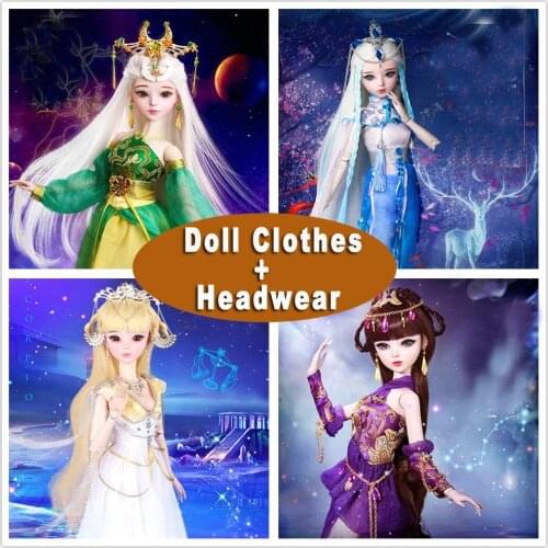 Handmade Constellation Dress+Headwear Suit 60cm 1/3 Bjd Doll Clothes for Dolls Girl Clothing Bjd Accessories for Doll