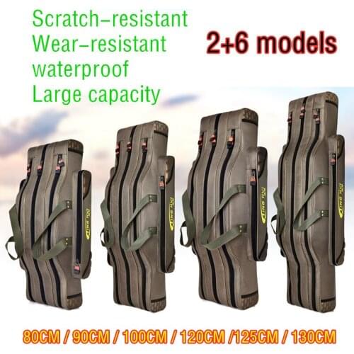80cm 90cm 100cm 120cm 130cm 40-60cm 3-4Layers Fishing Backpack Waterproof Hard Case Rod Pole Oxford Bag Tackle Storage Big Pouch