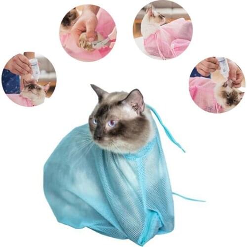 Mesh Cat Washing Bag Fixed Bag Cat Cleaning And Grooming Tools For Pet Bathing Nail Trimming Injecting Anti Scratch Pet Supplies