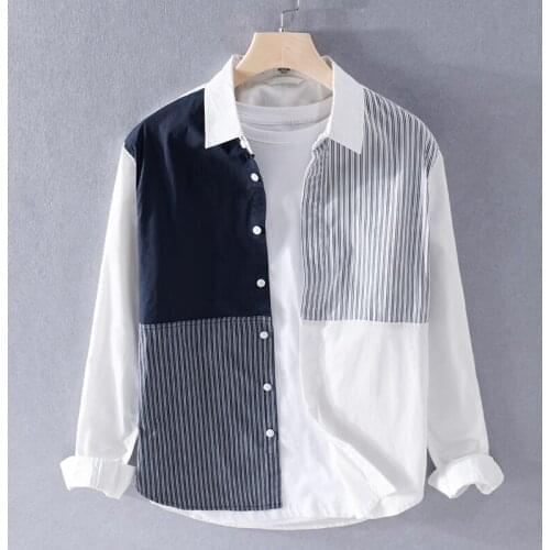 Spring new 100% cotton matching casual shirt men comfortable fashion shirts for men long-sleeved shirt mens camisa chemise