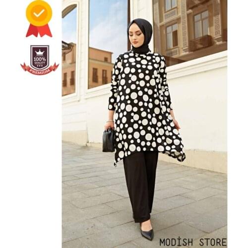 Seasonal Tunic Pants Muslim Woman Set 2021 Muslim Dress Women Aid Moubarak Hijab Set Kaftan Ramadan Long Dress Islam