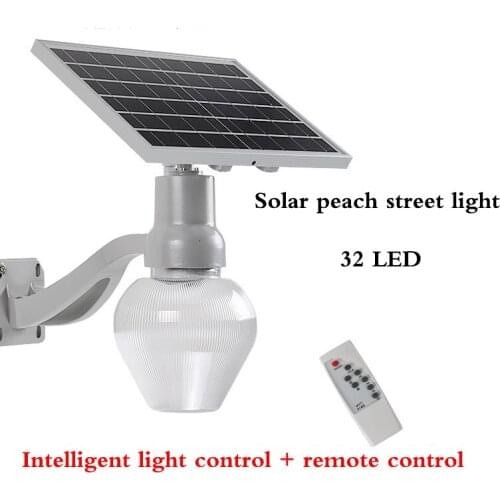 Solar garden light outdoor waterproof 10W intelligent remote control led solar peach light landscape road lighting with arms