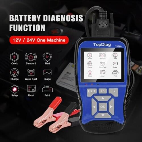 TopDiag TP280 12V Car Battery Tester Circuit Tester Fast Charge Diagnostic Tool 100 to 2000CCA Battery Analyzer Auto Check Tool