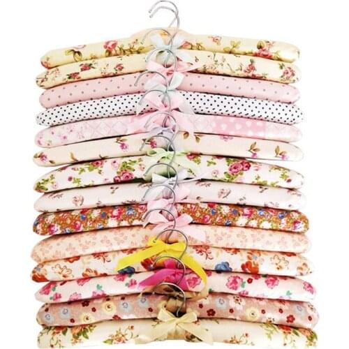5pcs Colorful Blossom Sponge Padded Clothes Hanger Dress Cotton Coat Hangers Skid Suit Satin Hangers Resistance Rack Clothe T0B5