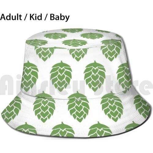 Green Hops On White Sun Hat Foldable UV Protection Hops Beer Brewery