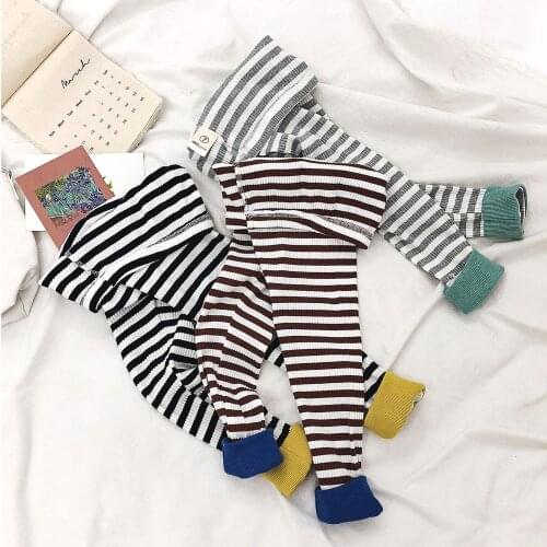 3 4 5 6 7 Years Baby Girls Leggings Fashion Korean Casual Stripes Skinny Pants for Girls Spring Autumn Toddler Girl Trousers