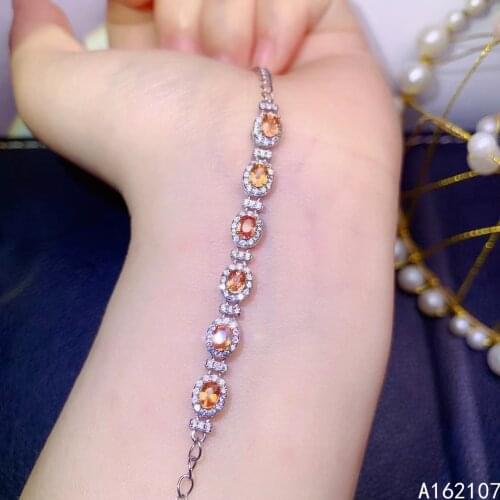 Exquisite Jewelry 925 Sterling Silver Natural Color Sapphire Girl Luxury Popular OL Style Gem Hand Bracelet Support Detection