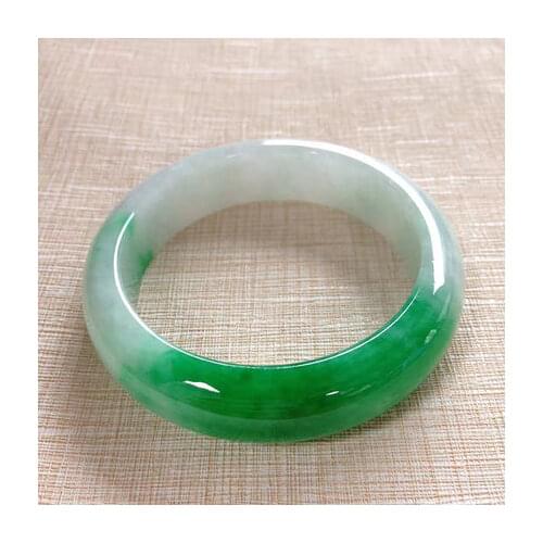 Zheru Jewelry Natural Burmese Jade 54-64mm Light Color Two-color Bracelet Elegant Princess Jewelry Best Gift for Mother and Girl