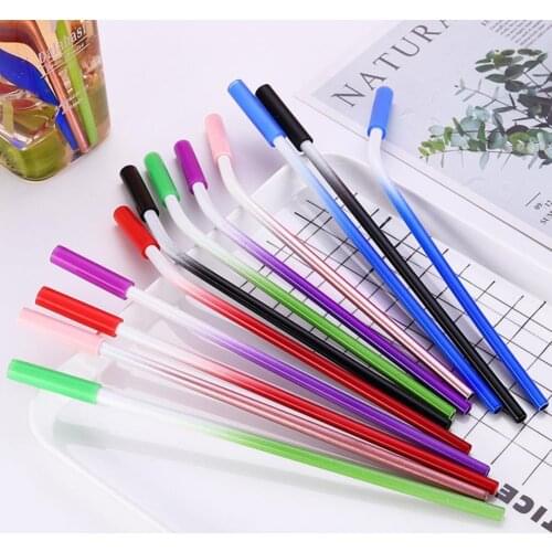 1 Set Reusable Drinking Straw Eco-friendly Rust-proof Stainless Steel Colorful Drinking Water Straw Kit for Home Party Bar