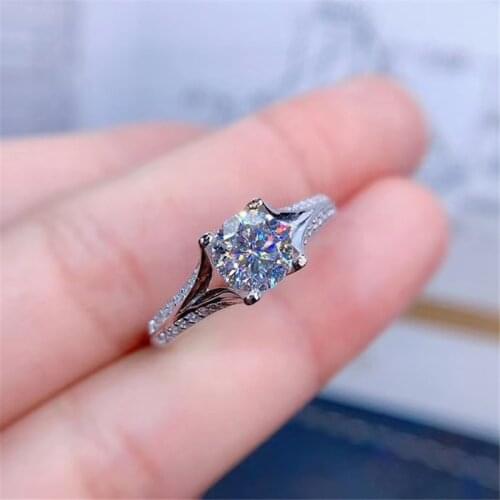 100% Real Moissanite Ring for Engagement 1ct D Color VVS Grade Moissanite Ring Silver Gemstone Ring