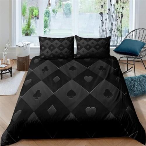 Bedding Sets Luxury 3D Poker Print 2/3Pcs Comfortable Kids Aldult Duvet Cover Pillowcase Home Textile Single/Queen/King Size
