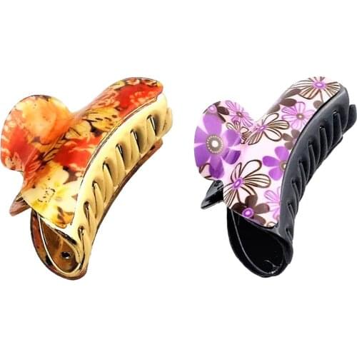 2x Lady Flower Large Hair Claw Clip Clamp French Spring Ponytail Holder Bath