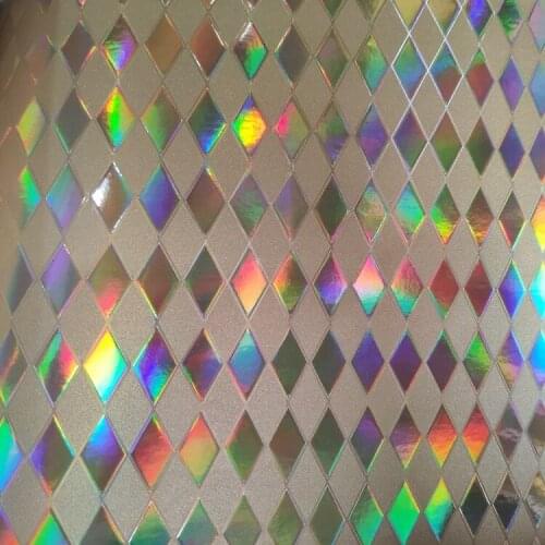 3D diamond embossed Holographic synthetic leather material