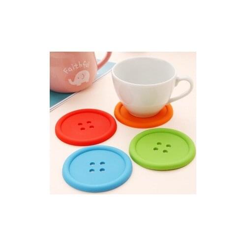 500pcs Silicone Cup mat Cute Colorful Button Cup Coaster Cup Cushion Holder Drink Cup Placemat Mat Pads Coffee Pad lin3936