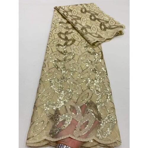 African Lace Fabric 2021 High Quality Sequins Material French Tulle Mesh Lace Fabric Nigerian Net Lace For Wedding Party NI5557