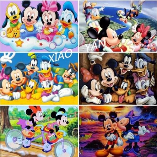 Disney 5D DIY Diamond Painting Mickey Mouse Series Mickey Minnie Full Circle Diamond Embroidery Handmade Interior Decoration