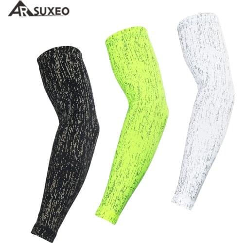 ARSUXEO NEW Golf Running Arm Sleeves Cycling Sleeves Armwarmer MTB Bike Bicycle Reflective Sleeves Arm warmer UV Protection