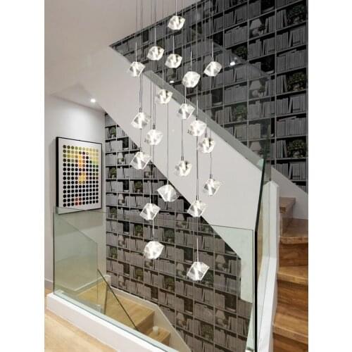 Large DIY crystal chandelier European hotel lobby top floor LED decorative lamps modern glass interior staircase chandeli