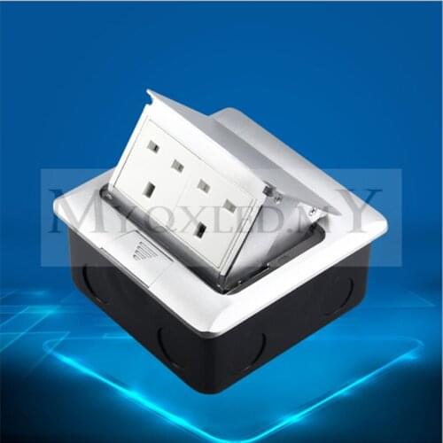 British Standard Floor Socket Aluminum Alloy Double British Floor Socket Model 145 13A With Cover Bottom Box