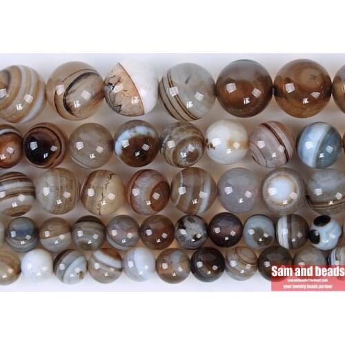 Free Shipping Natural Stone Light Coffee Stripe Agates Round Loose Beads 4-12MM Pick Size For Jewelry Making Accessories LCS20